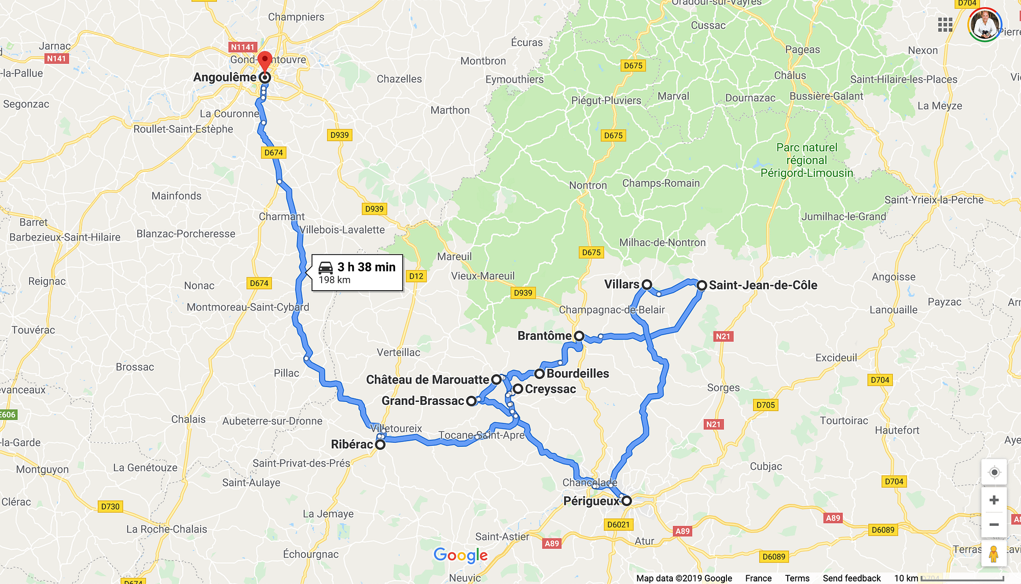 Detailed Map of Villages in Dordogne